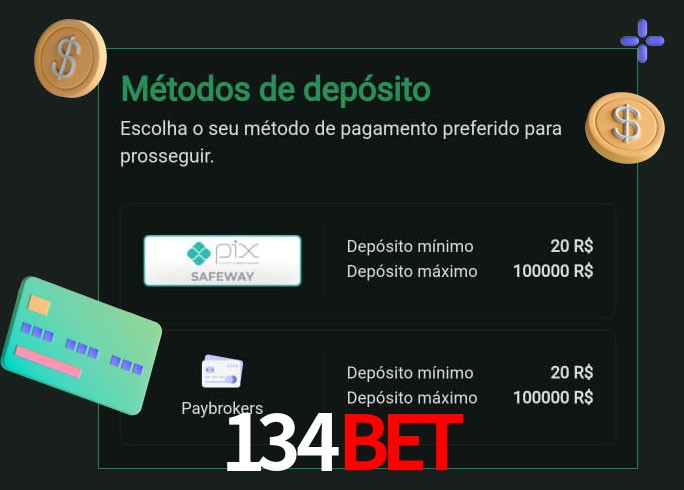 O cassino 134Bet oferece uma grande variedade de métodos de pagamento